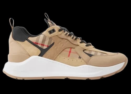 Burberry Check Leather and Suede Sneaker Archive Beige