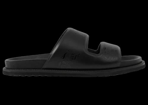 Burberry Embossed EKD Slides Black Leather