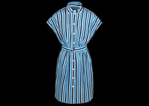 Burberry Nella Striped Shirt Dress Blue