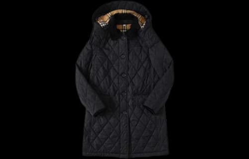 Burberry Detachable Hood Diamond Quilted Coat Black