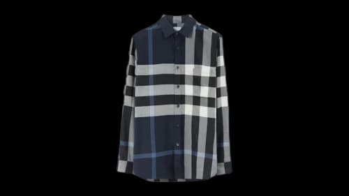 Burberry Check Cotton Shirt White/Dark Blue