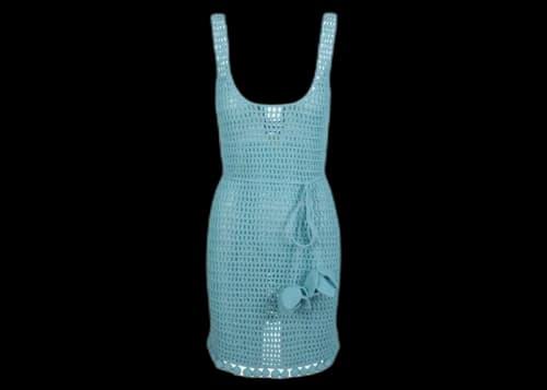 Burberry Crochet-Knit Belted-Waist Sleeveless Dress Blue