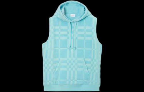Burberry Check Cotton Jacquard Hoodie Blue