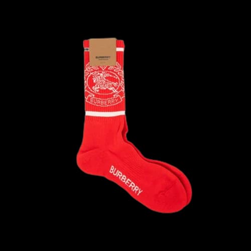 Burberry Intarsia Knit Logo Socks 'Red/White'