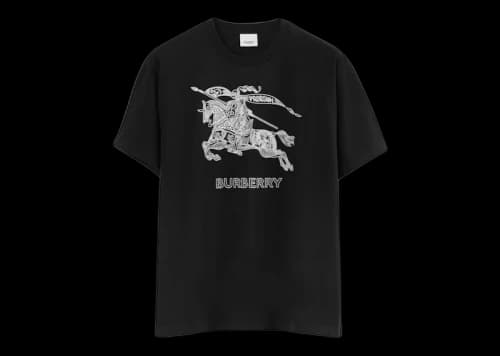 Burberry Embroidered EKD Cotton Prorsum T-shirt Black