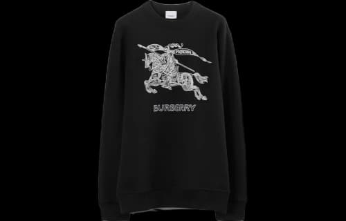 Burberry Embroidered EKD Cotton Sweatshirt Black