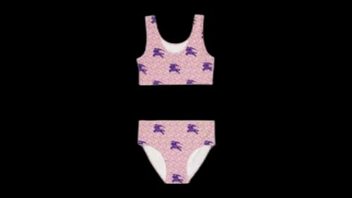 Burberry Girls Deep Amethyst Noor Equestrian Print Two-Piece Swimsuit Purple