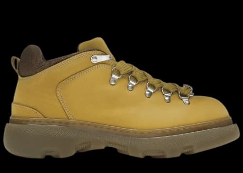 Burberry Lace Up Leather Ankle Boot Mustard Yellow