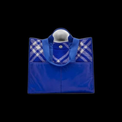 Burberry Check-Pattern Shopper Tote Bag Blue