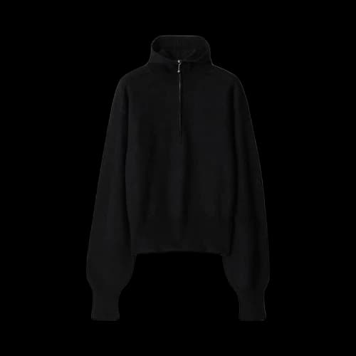Burberry Quarter Zip Hooded Sweatshirt 'Black'