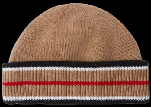 Burberry Knitted Icon Stripe Beanie Camel