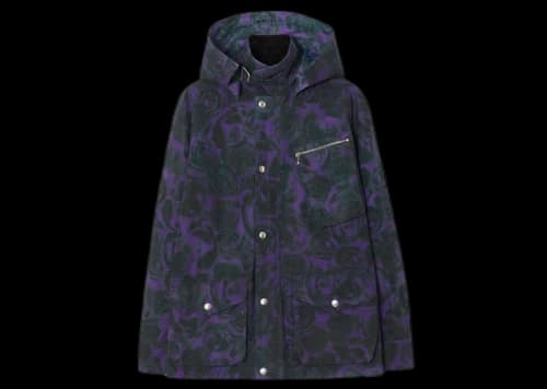 Burberry Rose-Print Cotton Field Jacket Purple/Black