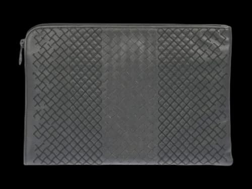 Bottega Veneta Leather Document Case Dark Grey