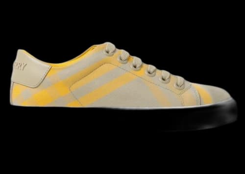 Burberry Checked Cotton Sneakers Yellow (Women's)