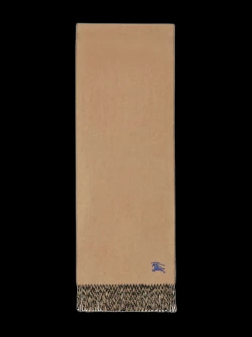 Burberry Mu Embroidered Knight Solid Scarf Camel Black