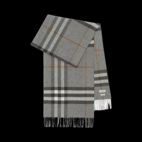 Burberry Check Cashmere Scarf Grey