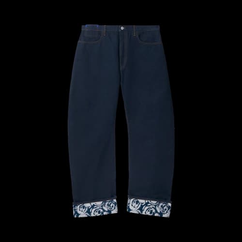 Burberry Logo Patch Straight Leg Turn Up Hem Jeans 'Blue'