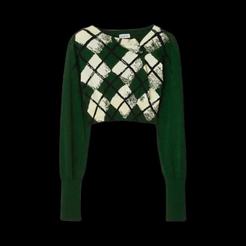 Burberry Cropped Check Knit Long-Sleeve Top 'Ivy'
