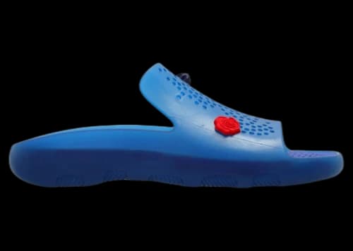 Burberry Stingray Charm-Embellished Slides Blue