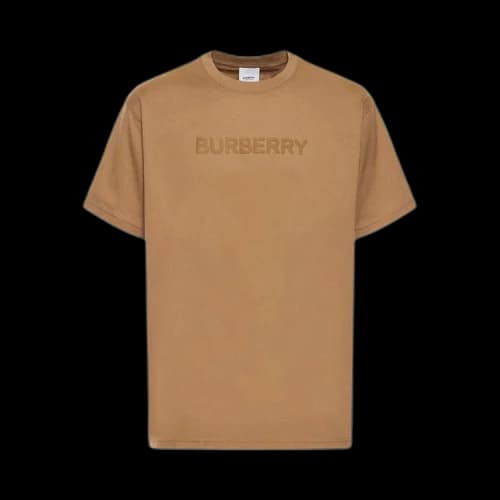 Burberry Logo Print Cotton T-shirt Camel