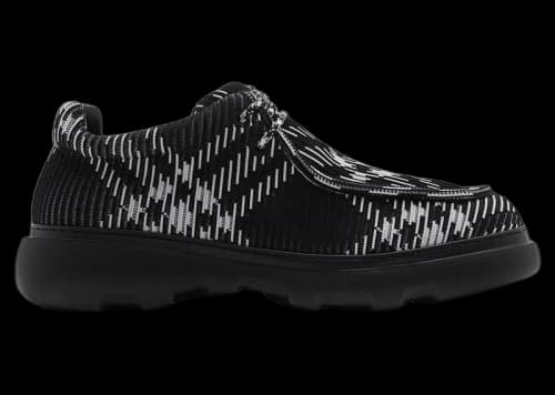 Burberry Checked Round-Toe Derby Shoes Black White