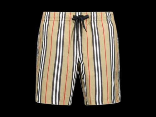 Burberry Striped Check Print Swim Shorts Beige/Brown