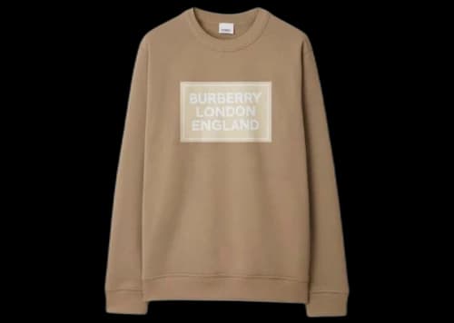 Burberry Fawson Logo Print Crew Sweater Camel