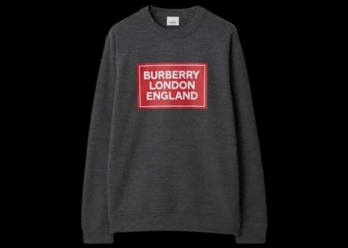 Burberry Fawson Logo Print Crew Sweater Dark Grey