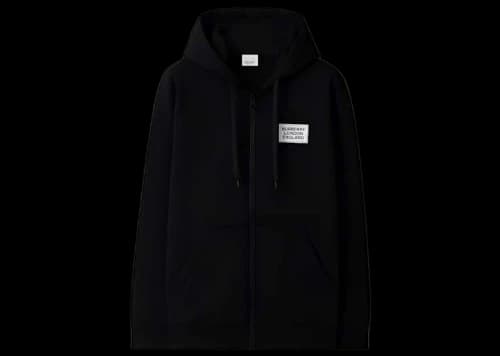 Burberry Hove Logo Print Zip Hoodie Black
