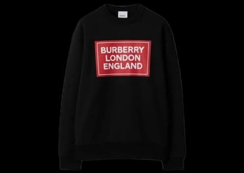 Burberry Santo Logo Print Crew Sweater Black