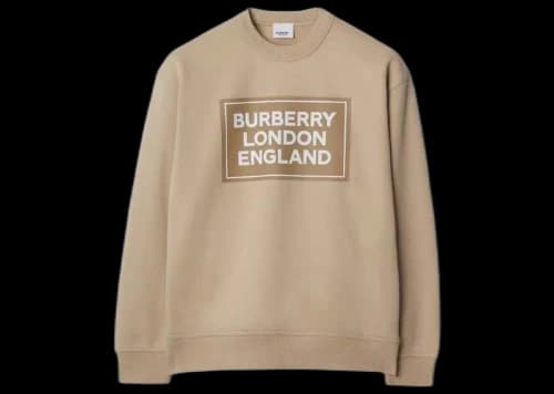 Burberry Santo Logo Print Crew Sweater Soft Fawn