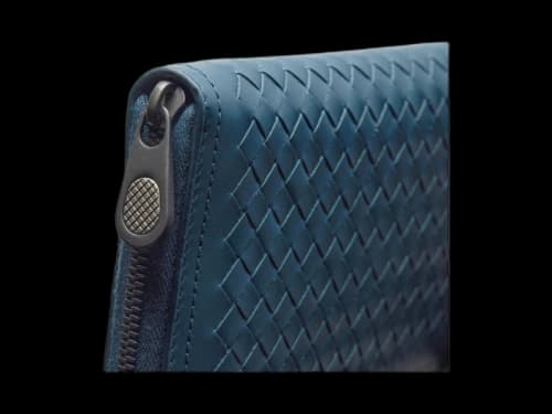Bottega Veneta Zip Around Long Leather Wallet Grey/Blue