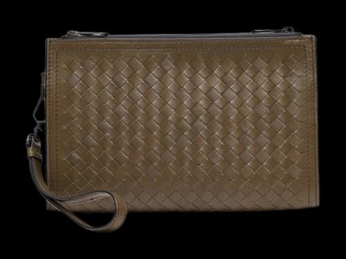 Bottega Veneta Intrecciato Leather Wristlet Bag Brown