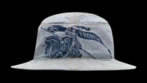 Burberry Logo Print Denim Bucket Hat Blue