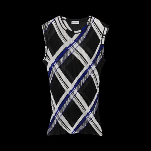 Burberry Checked Ribbed Knit Sleeveless Top 'Black'