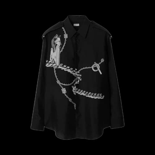 Burberry Long-Sleeve Placed Shirt 'Silver/Black'