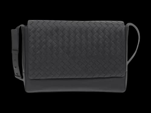 Bottega Veneta Braided Leather Messenger Bag Black