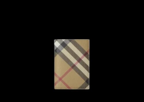 Burberry Checkered Folding Card Case Beige