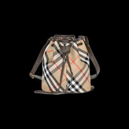 Burberry Checked Drawstring Bucket Bag 'Sand'