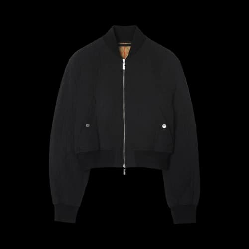 Burberry Quilted Cropped Bomber Jacket 'Black'