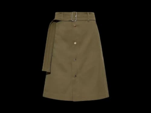 Burberry Long Canvas Trench Skirt Khaki