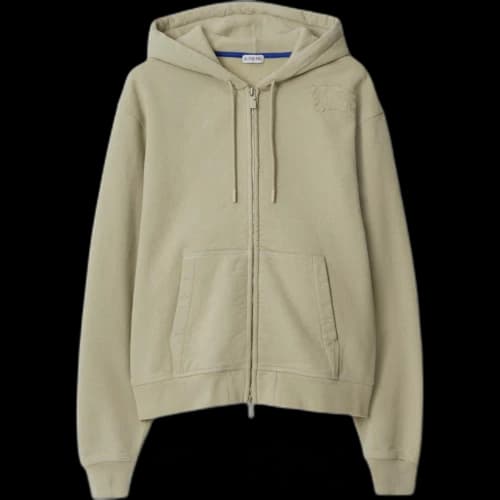 Burberry Embroidered Zip-up Hoodie 80946161 Khaki