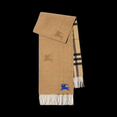 Burberry Ekd Cashmere Reversible Scarf Sand