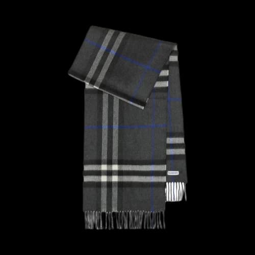 Burberry Check Cashmere Scarf Dark Charcoal