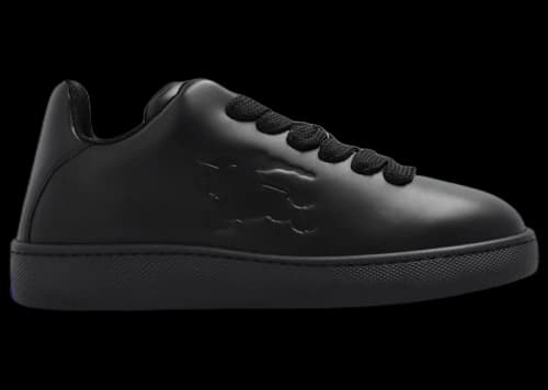 Burberry Leather Box Sneaker Debossed Equestrian Knight Triple Black