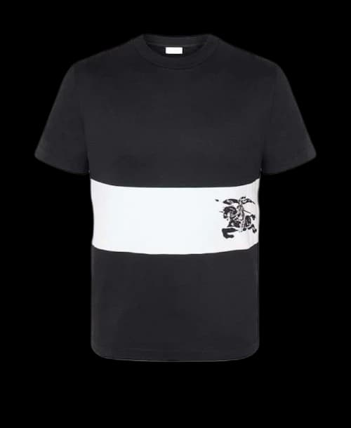 Burberry EKD Stripe Cotton T-shirt Black White