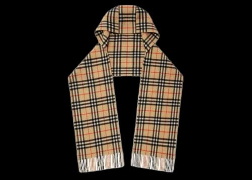 Burberry Check Cashmere Hooded Scarf Sand