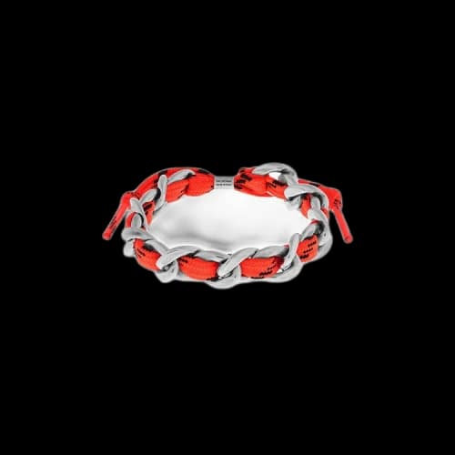 Balenciaga Malibu Gourmette Bracelet 'Antique Silver/Neon Orange'