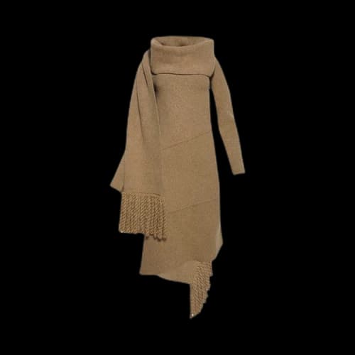 Burberry Wool Blend Scarf Dress 'Maple'