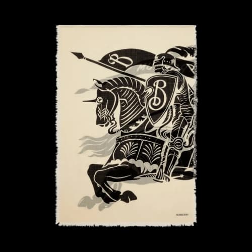 Burberry Mu Large Wide Ekd Wool Scarf Calico